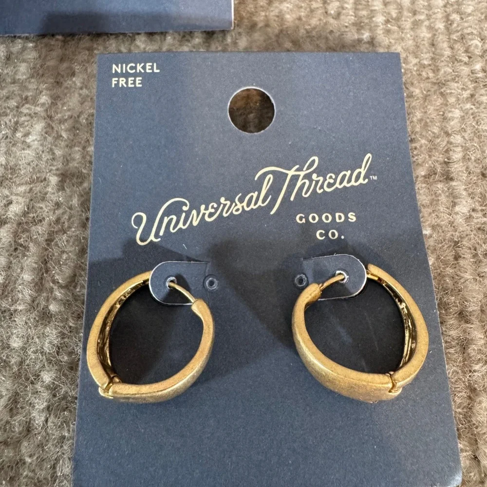 Universal Thread Earring Lot 11 Pair NWT Gold Tone Hoop Studs Nickel Free Target